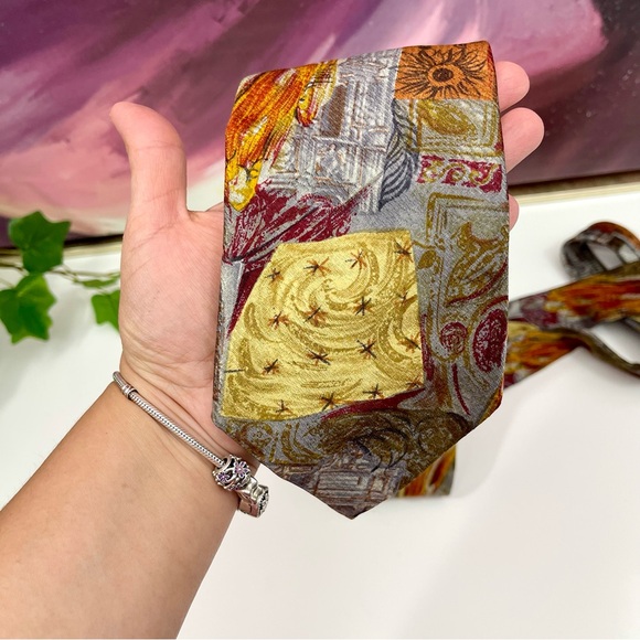 ERMENEGILDO ZEGNA Vintage 100% Silk Tie in Retro Print - Picture 9 of 12